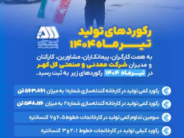 رکوردهای تولید کارخانجات شرکت معدنی و صنعتی گل گهر در تیرماه ۱۴۰۴