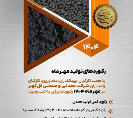 رکوردهای تولید کارخانجات شرکت معدنی و صنعتی گل گهر در مهرماه ۱۴۰۴