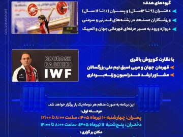 باشگاه فرهنگی ورزشی گلگهر با هدف شناسایی و پرورش استعدادها در رشته وزنهبرداری، برگزار میکند